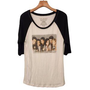 FRIENDS The TV Series‎ T-Shirt 3/4 Sleeve White & Black Graphic Womens Large EUC